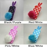 iPhone4/4s シリコンケース うさぎ 水玉 rabito ラビット rabbit 保護カバー 尻尾付き ドット柄 耳 ファー ファー