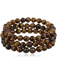 8-8.5mm Faceted Tiger-Eye Set of 3 Stretch Bracelets (246.24 cttw), 7.5"