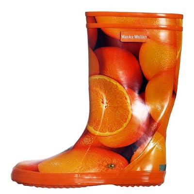 Fab Kids Orange Pattern Design Wellington Boots