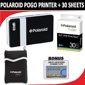 Polaroid PoGo Instant Mobile Printer (Black) with Polaroid Carrying Case (Black) + 30 Polaroid ZINK Printing Sheets by Polaroid