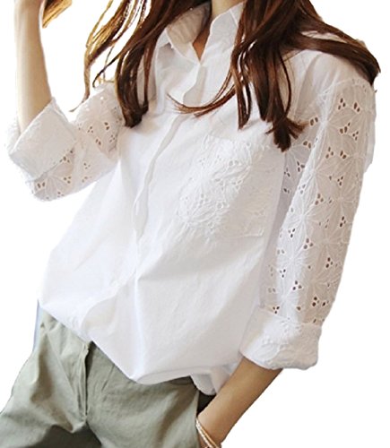 (ラルジュアルブル) largearbre ブラウス レディース 花柄 刺繍 長袖 カットソー トップス きれいめ 白