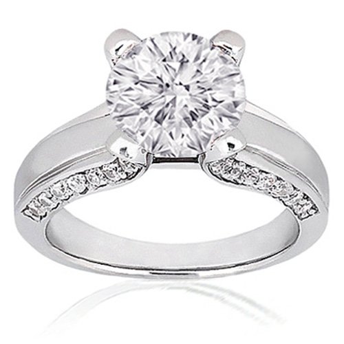 1.40 Ct Round Diamond Engagement Ring Pave 14K 