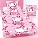 Housse de couette et une taie hello kitty ibiscus