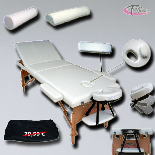 Massageliege + Set2 WEIß inkl. 2 Lagerungsrollen + Tasche