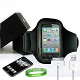 Apple iPod Touch 4th Generation Accessories Kit: Black Exercise Neoprene Armband + Custom Cut Full Body iPod Touch 4th Generation Screen Protector + Cellet APPLE APPROVED Data \ Sync Cable + VG Live * Laugh * Love Wrist Band!!!
