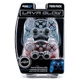 PS3 Lava Glow Wired Controller Twin Pack