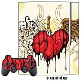 Playstation 3 Skin - System Console Skin and two PS3 Controller Skins - Stabbing Heart