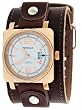 Nemesis #BLBB062W Men's Rose Gold Tone Square Premium Wide Leather Cuff Band Watch