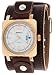 Nemesis #BLBB062W Men's Rose Gold Tone Square Premium Wide Leather Cuff Band Watch