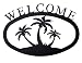 Outdoor Living : 17.5" Large Iron Outdoor Welcome Sign - Palm Trees