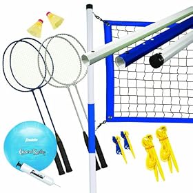 Click here to buy Franklin Sports Recreational Badminton Volleyball Set.