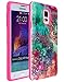 Note 4 Case, Style4U Hawaiin Flower Design Slim Fit Hybrid Armor Case for Samsung Galaxy Note 4 with 1 Style4U Stylus [Hawaiin Flower Hot Pink]