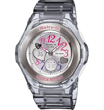 Casio #BGA101-8B Women's Clear Gray Analog Digital Gem Dial Baby G Watch