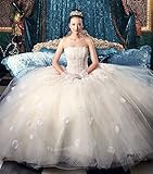 JP0837  ウェディングドレス ロング丈 花嫁ドレス 豪華 刺繍 フリル 礼服 結婚式 披露宴 レディース  3714092803 (XL, ホワイト)