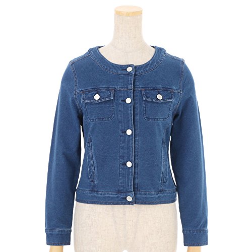 (プレフェリール) ＰＲＥＦＥＲＩＲ デニム ノーカラー ジャケット レディース 裏毛 デニム 風 仕上げ インディゴ ブルー