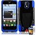 ZTE Majesty Z796c Black Blue Hybrid T Kickstand Cover Hard Gel Case + Free Screen Protector From [Accessory Arena]