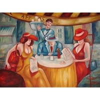 20X24 inch Abstract Oil Painting Sexy Modern Girls at Café