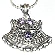 India Pendant with Chain Silver Amethyst Gemstone Jewelry 1.5 inches