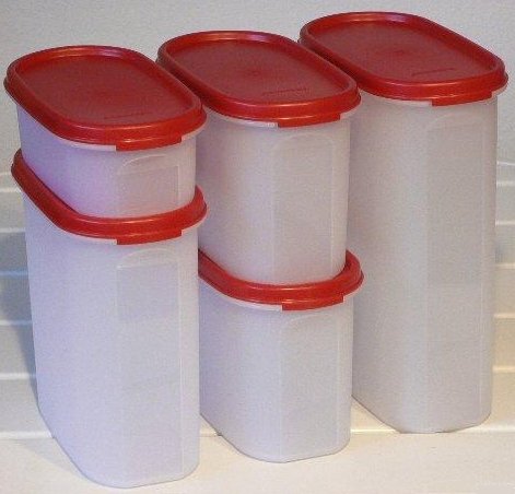 Tupperware Modular Mates Oval Set~Passion Red Seals