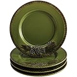 Paula Deen Signature Dinnerware Southern Pine Collection 4-Piece Salad Plate Set, Green