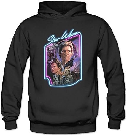 Fokiyo Custom Star Wars Han Solo and Princess Leia Fleece Sweatshirt Women's Black XL