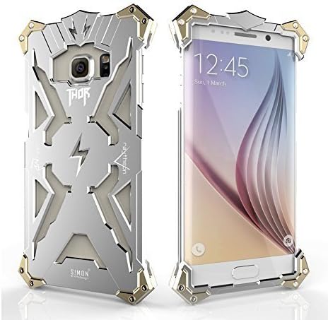 Samsung S6 Edge Case, Lwang Aluminum Iron Man Case for Samsung Galaxy S6 Edge Metal Phone Thor Cases (Thor Silver)