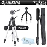 Triple Tripod Accessory Bundle Kit For Sony DEV-3, Sony DEV-5 Digital Recording Binoculars Includes 67 Inch Pro Tripod w/ Case + 67 Inch Monopod w/ Case + 10