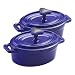 Rachael Ray 12-Ounce Cast-Iron Covered Oval Casseroles, Set of 2, Blue
