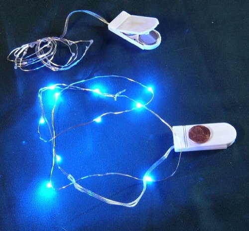 Micro LED BLUE Lights on Ultra Thin Wire- Battery- 3 Sets-10 lights- Fairy-Underwater