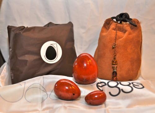 Jade Eggs - Set of 3 100% Red Jasper with Drilled Hole