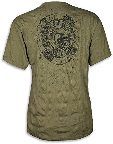 PURE Vintage Men´s T-Shirt Ying and Yang Sign Goa & Psychedelic Yoga OM Size M L