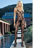 Butterfly Lace Sexy Crotchless Bodystocking with Spaghetti Straps