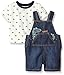 The Children's Place Baby Boys' Dinosaur Denim Shortall with Dino Tee Set