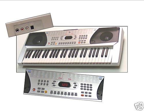 54 Keys Keyboard Student Electronic Digital Piano - Silver - with AC Adapter (Includes eLessons - Free Mini Rubber Guitar & Pick) product image