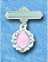Sterling Silver Small Pink Miraculous Baby Medal with Pin- Comes Gift Boxed