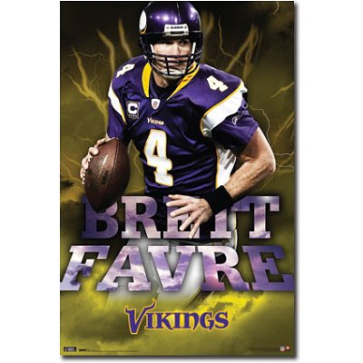 Minnesota Vikings Brett Favre Sports Poster- 22x34 custom fit with RichAndFramous Black 22 inch Poster Hangers