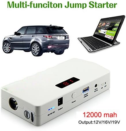 Chafon 12V 12000mah Multi-function Mini Car Jump Starter-Auto Emergency Battery Booster-Portable Multi-purpose Power Bank-Personal Power Supply for Laptops ,Ipad,Iphones,Mobile Phone, Camera, Psp, Mp3/mp4 Built-in LED Flashlight & USB Device Charging Ports with Leather Bag (White)