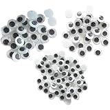 3 Assorted Sizes Crafe Round Wiggly Eyes, 8mm 10mm & 12mm