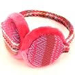 Winter Fuzzy Ski Earmuff Adjustable Zig Zag Plaid Pink