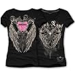 Rhinestone Cross and Fallen Angel Wings Design T-shirt