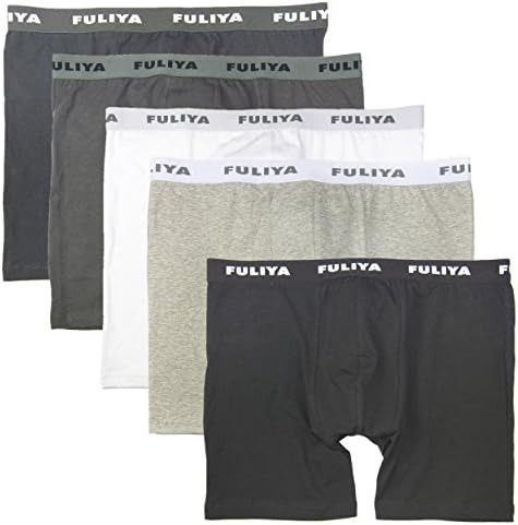 FULIYA men's cotton underwear 5-pack comfort soft classic boxer briefs (XL, 5-pack)