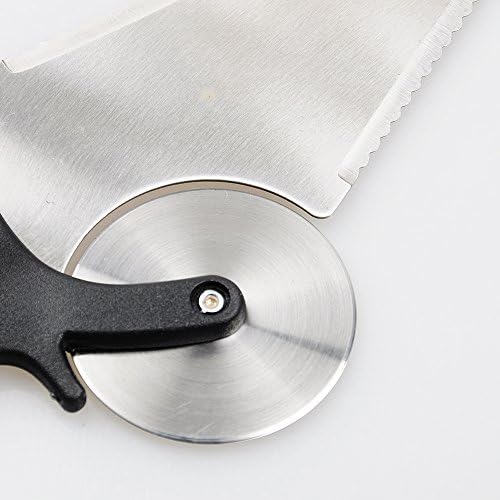 Pizza Wheel Cutter and server Stainless Steel with Long Plastic Handle and Spatula Blade for Pizza, Pie, Cake, quesadillas, brownies, pasta and More