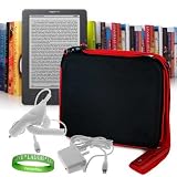 Amazon Kindle DX Free 3G model ( Graphite , White , Latest Generation , 2nd Generation ) Accessories Kit: **Graphite - Red** Kindle DX Carrying Case Hard Cube Case with Shoulder Strap and Attached Pocket + Kindle DX Car Charger + Kindle DX Wall Charger + VG Live * Laugh * Love Wrist band!!!
