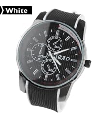 Fashionable Unisex Round Case Style Quartz Watch Wrist Watch Timepiece - White