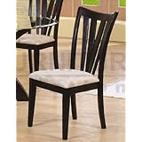 Set of 2 Dining Chairs Beige Microfiber Fabric Cappuccino Finish