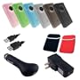 Skque Pure Digital Flip Mino HD Silicone Skin Case ( Green / Blue / Pink / Black / Smoke / Clear ) + USB Car Charger + USB Wall Charger + Black / Red Sleeve Case + Extension USB Cable Bundle Kit Set