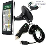 ChargerCity GPS Windshield Suction Cup Mount w/ Ball Socket Suction Cup Mount Bracket unit holster & Power Cable Car Charger for Garmin nuvi 3450 3490 3750 3760 3790 T LMT LM GPS Navigator with Free ChargerCity OEM Micro SD Memory Card Reader & Manufacture Direct Replacement Warranty