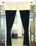 Black Micro Suede Curtain Set w/Tiebacks/Sheers/Valance
