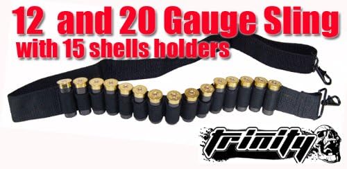 Trinity Supply Shotgun 2 Point Sling with 15 Shell Carrier,shotgun Bandolier Sling 2 Point,mossberg Sling, Remington Sling, 12 Gauge and 20 Gauge 15 Shell Carrier with 2point Sling,shotgun Sling,hunting Shotgun Sling,shooting Practice Shotgun Sling, Fast Shipping