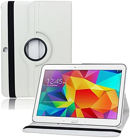 Amcctvshop 1pc Rotating Stand Leather Case for Samsung Galaxy Tab 4 10.1 T530 White